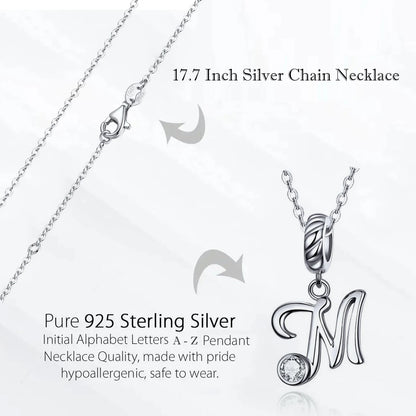 Mamoer Necklace with Letter Pendant in Sterling Silver 925