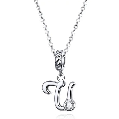 Mamoer Necklace with Letter Pendant in Sterling Silver 925