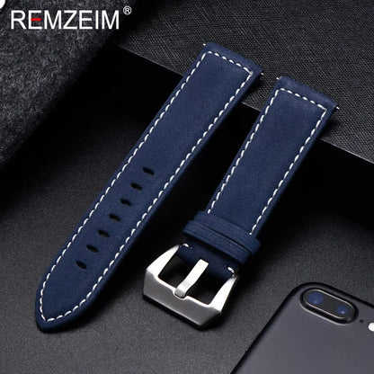 Remzeim Genuine Leather Strap with Steel Buckle
